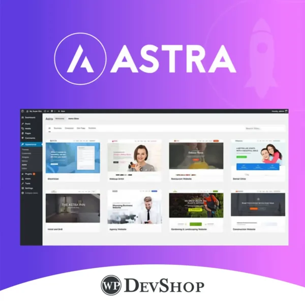 Astra Premium Sites Plugin + Agency Demos. Perfect for web design agencies and businesses, it offers pre-built templates, SEO optimization, and GPL license with 100% virus-free guarantee and unlimited domain usage.