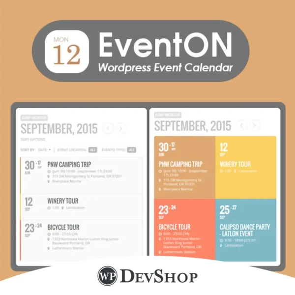 Manage events seamlessly with EventON, a top WordPress calendar plugin. GPL licensed, 100% virus-free, unlimited domains, advanced features for virtual and physical events.