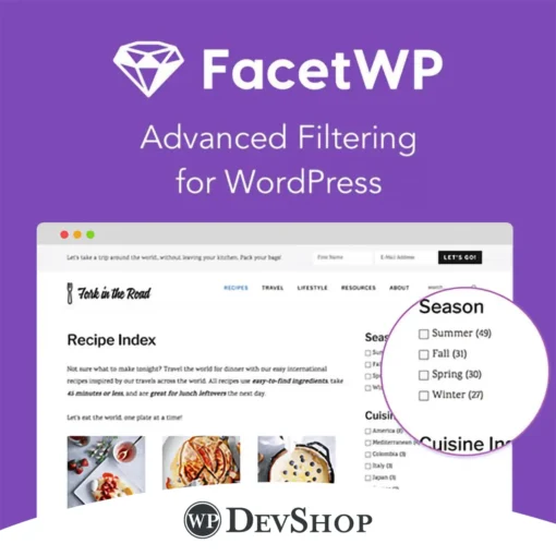 FacetWP: Advanced filtering for WordPress. 100% virus-free, GPL licensed, and suitable for unlimited website use. Enhance your site’s search and filtering capabilities with dynamic facets and lightning-fast performance.