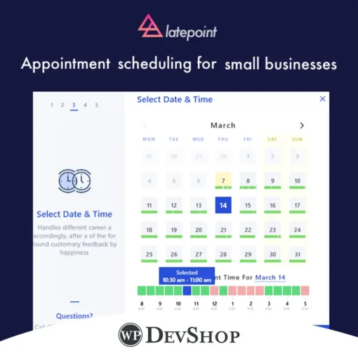 LatePoint – Appointment Booking & Reservation Plugin for WordPress: Streamline your scheduling with advanced features. 100% virus-free, GPL licensed, and suitable for unlimited website use.