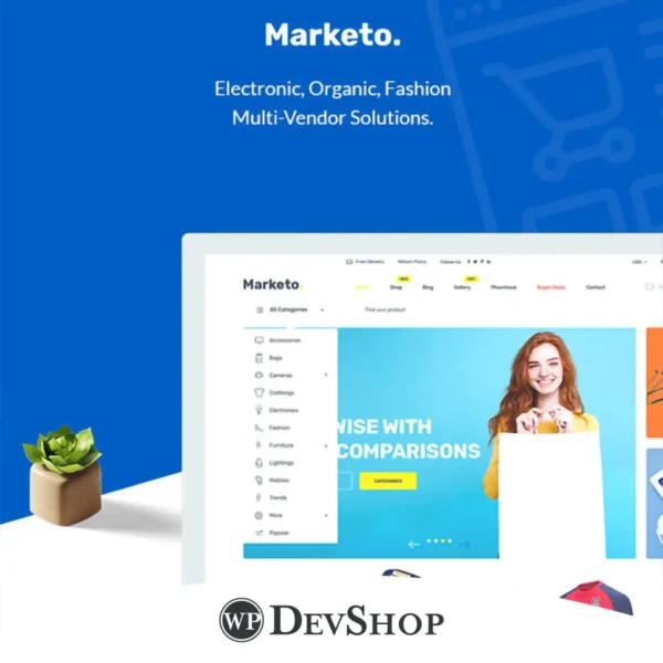 Marketo – The Ultimate Multivendor Marketplace Theme for WooCommerce. Create your own Amazon-like platform with Dokan support. Fully responsive, customizable, and ready to transform your e-commerce business.