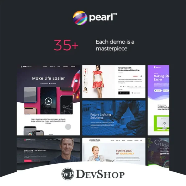 Pearl is a versatile, GPL-licensed, multi-niche WordPress theme with tailored demos, 200+ UI modules, and advanced features. 100% virus-free, SEO-optimized, unlimited domain use.