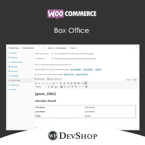 WooCommerce Box Office: Sell event tickets directly from your WooCommerce store. Manage tickets, customize options, and generate secure barcodes. GPL-licensed, virus-free, and always up-to-date.