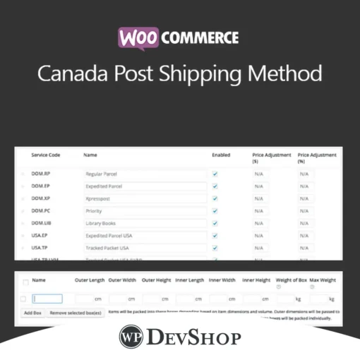 WooCommerce Canada Post Shipping Method: Real-time rates, seamless integration, and accurate shipping labels. Supports domestic and international parcels. GPL-licensed, virus-free, and always up-to-date.