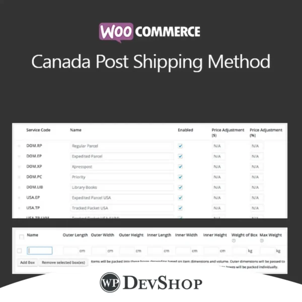 WooCommerce Canada Post Shipping Method: Real-time rates, seamless integration, and accurate shipping labels. Supports domestic and international parcels. GPL-licensed, virus-free, and always up-to-date.