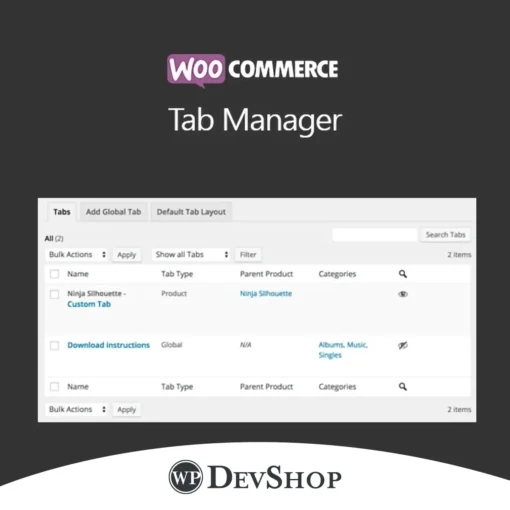 WooCommerce Tab Manager: Customize product page tabs, share content globally, and tailor tabs for specific products. GPL-licensed, virus-free, and unlimited domain usage.