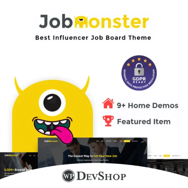 Jobmonster: The ultimate Job Board WordPress theme connecting employers and candidates. Responsive, customizable, and GPL-licensed. Start building your job platform today!